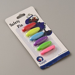 プラスチック製の楕円形の安全ブローチピン6個。  女性のヘアドレッシングアクセサリーのためのスカーフヒジャーブラペルピン  カラフル  38x12x9mm&nbsp;JEWB-WH0022-53A