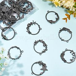 28スタイルのオーシャンシリーズ亜鉛合金ペンダント7個  DIYペンダント作り用  リング＆ヒトデ＆リング＆イルカ＆ウェーブ  ガンメタ色  37.5~41x34~39x3.5~5mm  穴：2mm  4個/スタイル&nbsp;FIND-OC0001-42