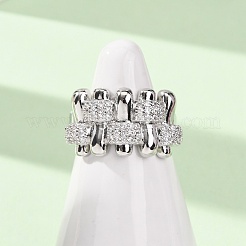 Brass Micro Pave Cubic Zirconia Cuff Open Rings for Women&nbsp;RJEW-A098-02P