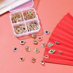 80個4スタイルラックメッキ環境に優しい鉄のチャーム  ラインストーン付き  ミックス型  ライトゴールド  20個/スタイル&nbsp;IFIN-YW0001-28