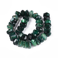 天然石瑪瑙ビーズ連売り  染め  多面カット  ロンデル  濃い緑  11~18x11~18x8~10mm  穴：1.2mm  約40~41個/連  14.57~14.96インチ（37~38cm）&nbsp;G-N356-01A-07