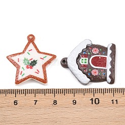 クリスマスの不透明な樹脂ペンダント  混合図形  ミックスカラー  28~30x15.5~26.5x4.5~7mm  穴：1~1.4mm&nbsp;CRES-D320-01