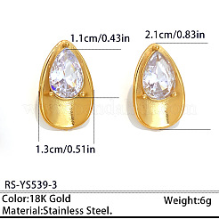 304 Stainless Steel Pave Clear Cubic Zirconia Stud Earrings for Women&nbsp;WG13AAB-03