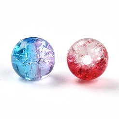 ベーキングペイント、透明なクラックルガラスビーズ  ラウンド  ミックスカラー  6~6.5mm  穴：1.2~1.6mm&nbsp;X1-DGLA-Q018-6mm-M01