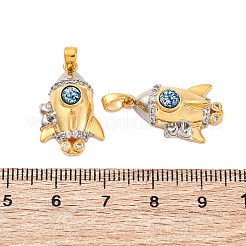 真鍮製の樹脂ペンダント  クリアキュービックジルコニア  長持ちメッキ  カドミウムフリー＆鉛フリー  ラックめっき  ロケットチャーム  18KGP本金メッキ  21.5x13.5x7mm  穴：5mm&nbsp;KK-V009-03G