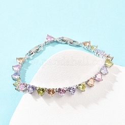 Platinum Tone Brass Micro Pave Cubic Zirconia Tennis Bracelets&nbsp;BJEW-B160-01P-01