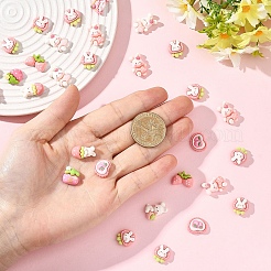 かわいい不透明樹脂デコデンカボション20個  混合図形  ピンク  10.5~18x12~16.5x5~7.5mm&nbsp;RESI-YW0005-48