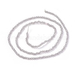 ジェイド風ガラスビーズ連売り  多面カット  ラウンド  濃いグレー  2mm  穴：0.5mm  約180~195個/連  14.2~15インチ（36~38cm）&nbsp;GLAA-F094-C05