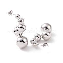 Brass Round Beaded Twist Stud Earrings for Women&nbsp;EJEW-G332-05P