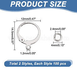 100Pcs 304 Stainless Steel Leverback Earring Findings&nbsp;STAS-AR0002-37A