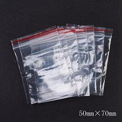 再封可能なプラスチック製包装袋  トップシール  セルフシールバッグ  長方形  レッド  7x5cm  片側の厚さ：4.3ミル（0.11mm）  100個/袋&nbsp;OPP-G001-D-5x7cm