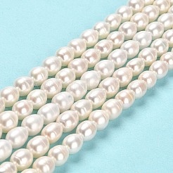 天然養殖淡水パールビーズ連売り  ライス  グレード2 A  リネン  7~8x7mm  穴：0.7mm  約41~42個/連  14.17~14.37インチ（36~36.5cm）&nbsp;PEAR-E016-196