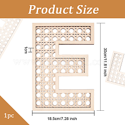 中空木製 3D レターウォールステッカー  家の壁のインテリアの背景の装飾用  文字.e  300x185x10mm&nbsp;HJEW-WH0043-57E