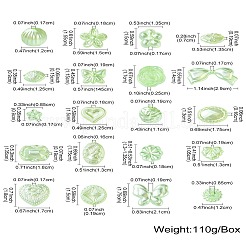 100個20スタイルアクリルビーズ  グリーン  混合図形  13~17.5 XX 9~13.5x6.5~8.5mm  穴：1.5~3mm&nbsp;FIND-CJ0002-75