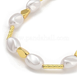 Rack Plating Brass & ABS Plastic Pearl Beads Beaded Necklaces for Women&nbsp;NJEW-C059-15G