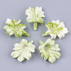 合成サンゴビーズ  染め  花  ミックスカラー  31~32x23~24x9~10mm  穴：1mm&nbsp;CORA-S027-35