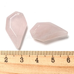 天然石ローズクォーツペンダント  ファセットカットのハーフハートチャーム  27x14x5.5mm  穴：1.5mm&nbsp;G-G052-A02