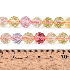 K9ガラスビーズ連売り  天然石風  ラウンド  多面カット  ミックスカラー  9~10mm  穴：1~1.2mm  約39~40個/連  14.57~14.96インチ（37~38cm）&nbsp;GLAA-N014-10mm-01