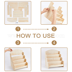 4-Tier Wood Display Riser Stands for Brochures&nbsp;ODIS-WH0001-94