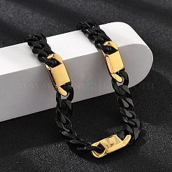 304ステンレススチールキューバチェーンブレスレット女性男性用  イオンプレーティング（ip）  ブラック  8-1/4インチ（20.9cm）&nbsp;BJEW-A031-05B-EB