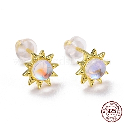 925 Sterling Silver Sunflower Stud Earring Findings&nbsp;EJEW-M202-03G