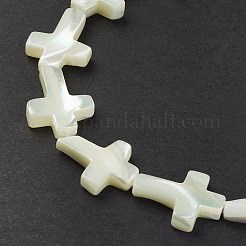 天然トロチッドシェル/トロカスシェルビーズ連売り  クロス  貝殻色  20~20.5x15x4mm  穴：0.6mm  約20個/連  15.87''（40.3センチメートル）&nbsp;SSHEL-K027-05