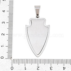 304ステンレスペンダント  シールドチャーム  ブラシ仕上げ  ステンレス鋼色  35x20x3mm  穴：8.5x5mm&nbsp;STAS-B137-02P