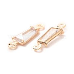 真鍮製マイクロパヴェクリアキュービックジルコニアリンクコネクター  台形  ライトゴールド  11.5x3.5x1.5mm  穴：0.9mm&nbsp;ZIRC-K087-13KCG