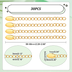 30Pcs PVD Vacuum Plating 304 Stainless Steel Curb Chain Extender&nbsp;STAS-UN0047-69