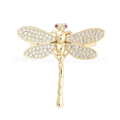 Rack Plating Dragonfly Brass Micro Pave Cubic Zirconia Open Cuff Rings for Women&nbsp;RJEW-B064-14G