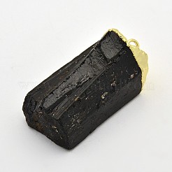 Golden Tone Brass Tourmaline Pendants&nbsp;G-J264-04