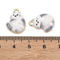 合金エナメルチャーム  猫の形のチャーム  ラックめっき  ゴールドカラー  ゲインボロ  18x13.5x3.5mm  穴：1.6mm&nbsp;ENAM-K076-35G-06