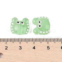 透明ガラスビーズ  手描きのビーズ  カニ  薄緑  12.5x14x7mm  穴：1mm&nbsp;GLAA-B024-01G