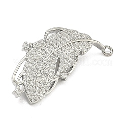 Feather Brass Micro Pave Cubic Zirconia Enhancer Shortener Bails&nbsp;KK-F934-07A-P