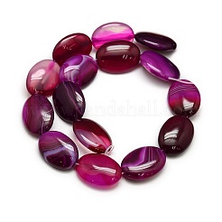 Natural Striped Agate/Banded Agate Oval Bead Strands&nbsp;G-L175B-M