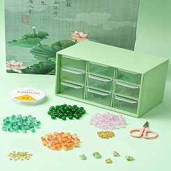DIY ランプワーク ビーズ ブレスレット 作成キット  アクリル収納ボックス付き  はさみ  伸縮性のある糸  ミックスカラー  3mm  穴：1.5mm&nbsp;DIY-FZC0001-01B