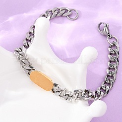 667ステンレススチール製オーバルリンクブレスレット  ツイストキューバンリンクチェーンブレスレット（女性・男性用）  ゴールデン·ステンレス鋼色  7.87~7.95インチ（20~20.2cm）&nbsp;BJEW-F529-11GP