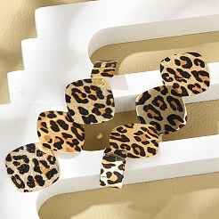 Leopard Print Alloy Dangle Stud Earrings&nbsp;LS-EJEW-K304-01B-G