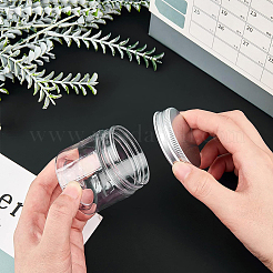 クリアプラスチックビーズ収納ケース  アルミカバー付き  コラム  透明  5x4.8cm  容量：60ミリリットル  12個/セット&nbsp;CON-BC0004-87