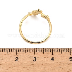 Butterfly Brass Micro Pave Cubic Zirconia Cup Peg Ring Settings for Half-drilled Beads&nbsp;KK-NH0009-02G