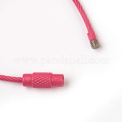 鋼線のブレスレット作り  真鍮の留め金付き  濃いピンク  6-1/8インチ（15.5cm）〜6-1/4インチ（16cm）&nbsp;MAK-F025-B10