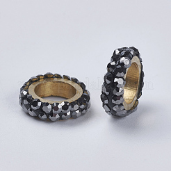 樹脂粘土ラインストーンビーズ  真鍮パーツ  リング  ゴールドカラー  ヘマタイト  10x3mm  穴：6mm&nbsp;RB-F023-03