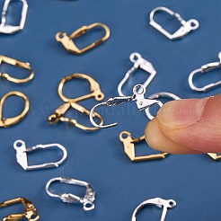 24pcs6スタイル真鍮ハギーフープピアスのパーツとフレンチフックピアスのパーツ  カン付き  925 スターリングシルバーメッキ & 本物の 24K ゴールドメッキ  ゴールデン＆シルバー  4個/スタイル&nbsp;KK-SZ0001-48