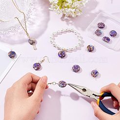 12個 2スタイル 天然インペリアルジャスパー コネクターチャーム  金色の真鍮ループ  フラットラウンド  19~23.5x15.5x6mm  穴：1.6mm  6個/スタイル&nbsp;FIND-FG0001-54