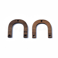 ウォールナットウッドシャンデリアコンポーネントリンク  U字  サドルブラウン  24.5x25x3mm  穴：2mm&nbsp;WOOD-T023-13