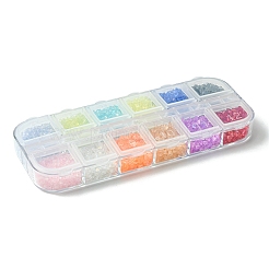 48g 12色透明電気めっき粉砕ガラス工芸品  ABカラーメッキ  不規則なガラスチップ  ネイルアート用 diy 花瓶フィラー  ミックスカラー  1.5~2x1.5~2mm  約4g /カラー&nbsp;GLAA-FS0001-65