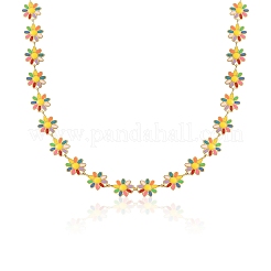 Enamel Daisy Flower Link Chains&nbsp;CHS-CJ0001-33