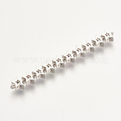 真鍮製マイクロパヴェキュービックジルコニアコネクター  スター  カラフル  プラチナ  56x6.5x3.5mm  穴：1mm&nbsp;ZIRC-S061-16P