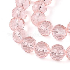 クリアガラスビーズ連売り  ファセット（96ファセット）  ラウンド  ミスティローズ  12mm  穴：2mm  約50個/連  22.4インチ&nbsp;GLAA-R095-12mm-26