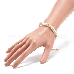 Abs 模造真珠 & 天然混合宝石チップ ビーズ ブレスレット 女性用  7-5/8インチ（19.5cm）&nbsp;BJEW-JB08435